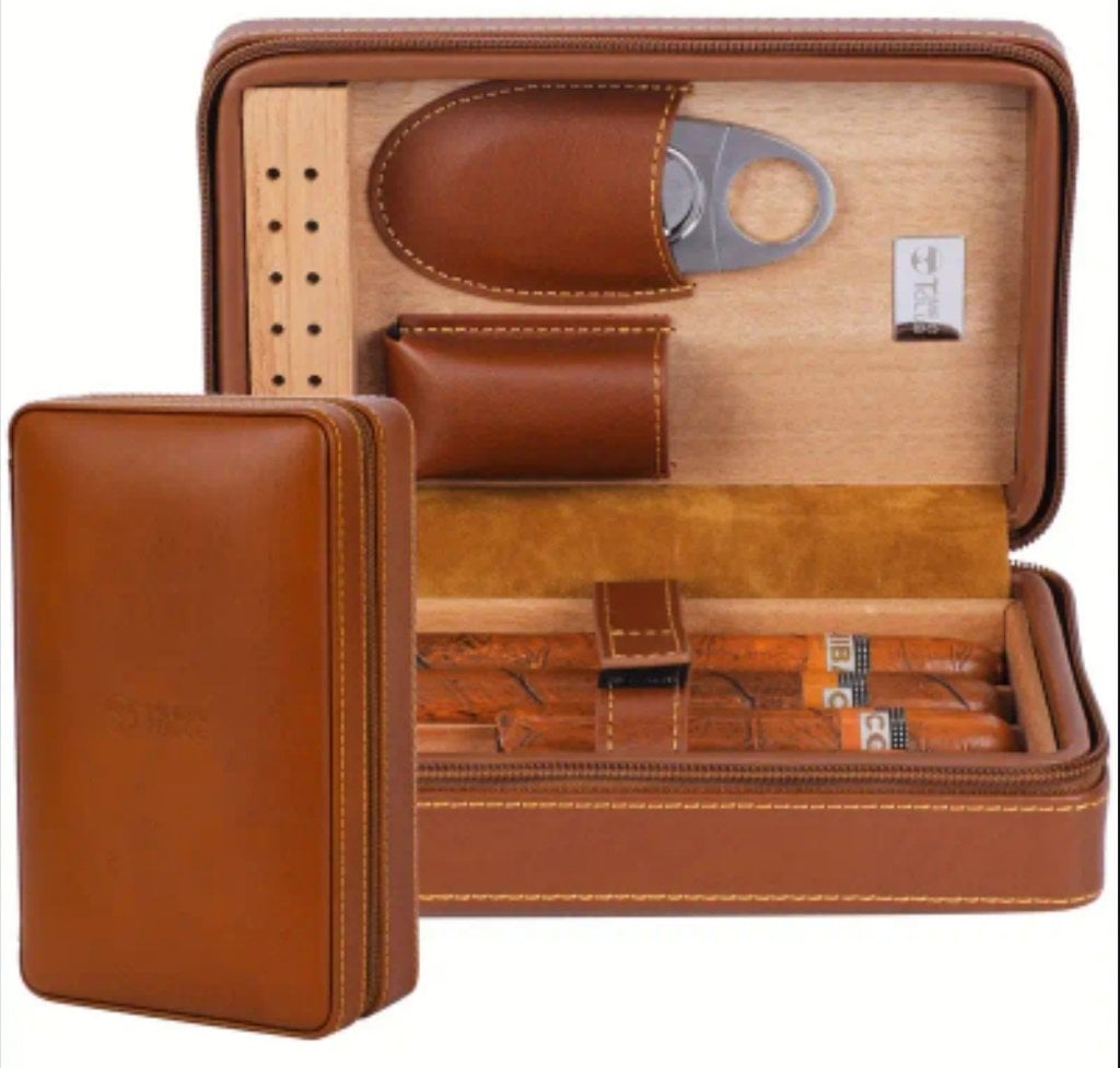 Estuche de viaje premium para puros en tono marron