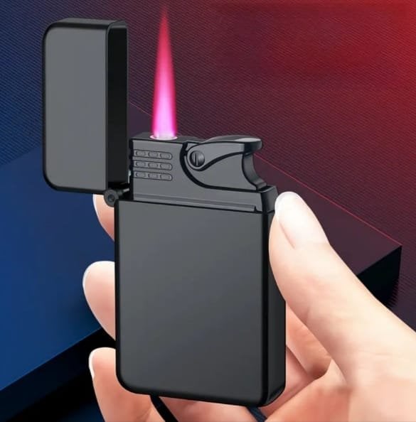 Encendedor premium oscuro con acento dorado